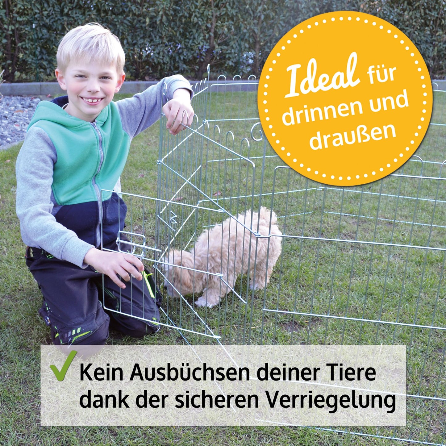 Auslaufgehege Kleingehege Tiergehege 8 Zaunelemente à 60 × 60 cm