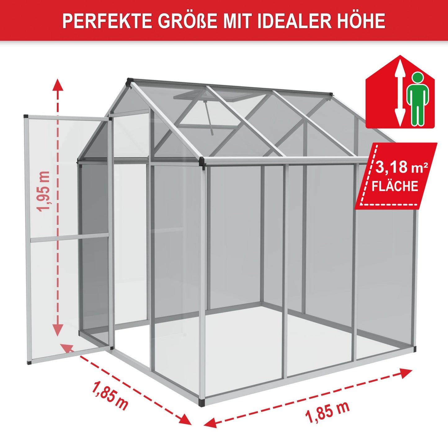 Gewächshaus Aluminium L