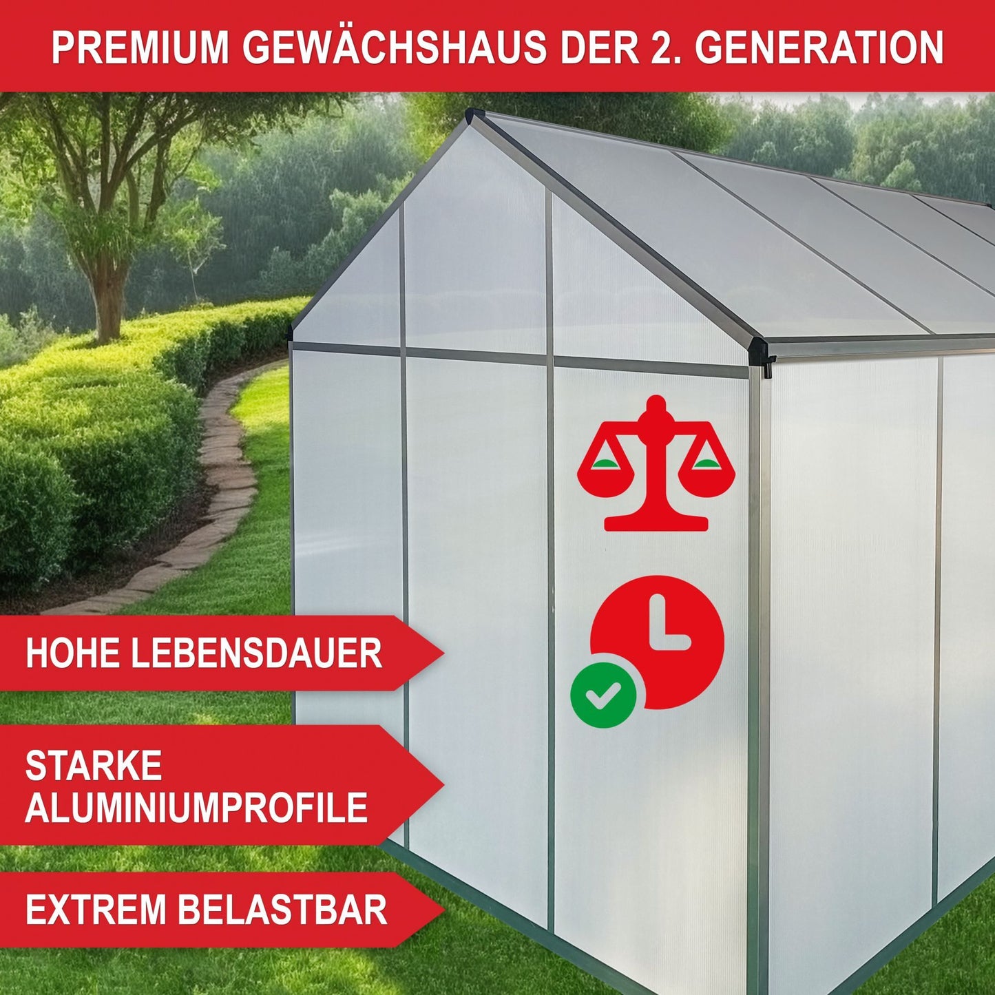 Gewächshaus Aluminium L
