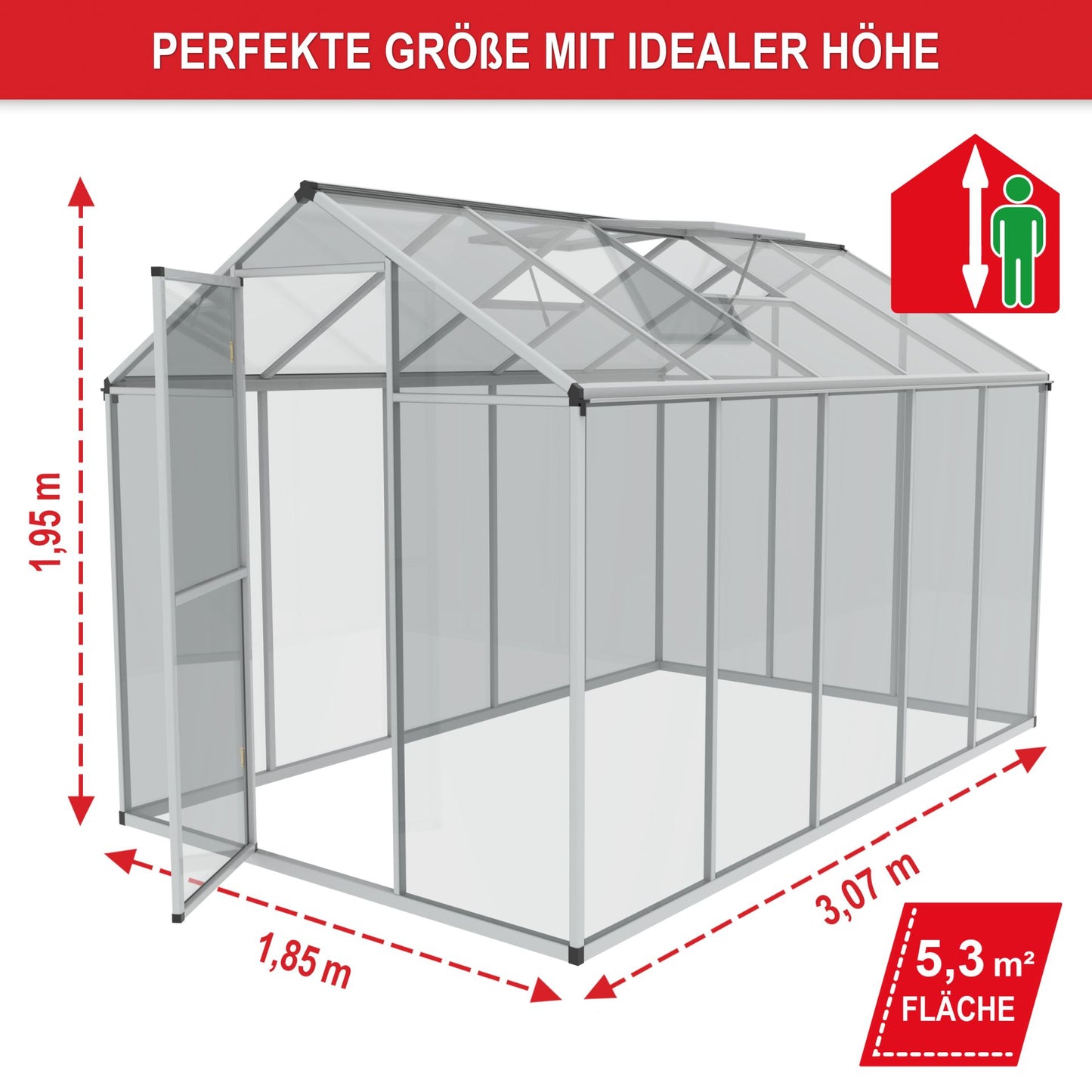 Gewächshaus Aluminium XXL