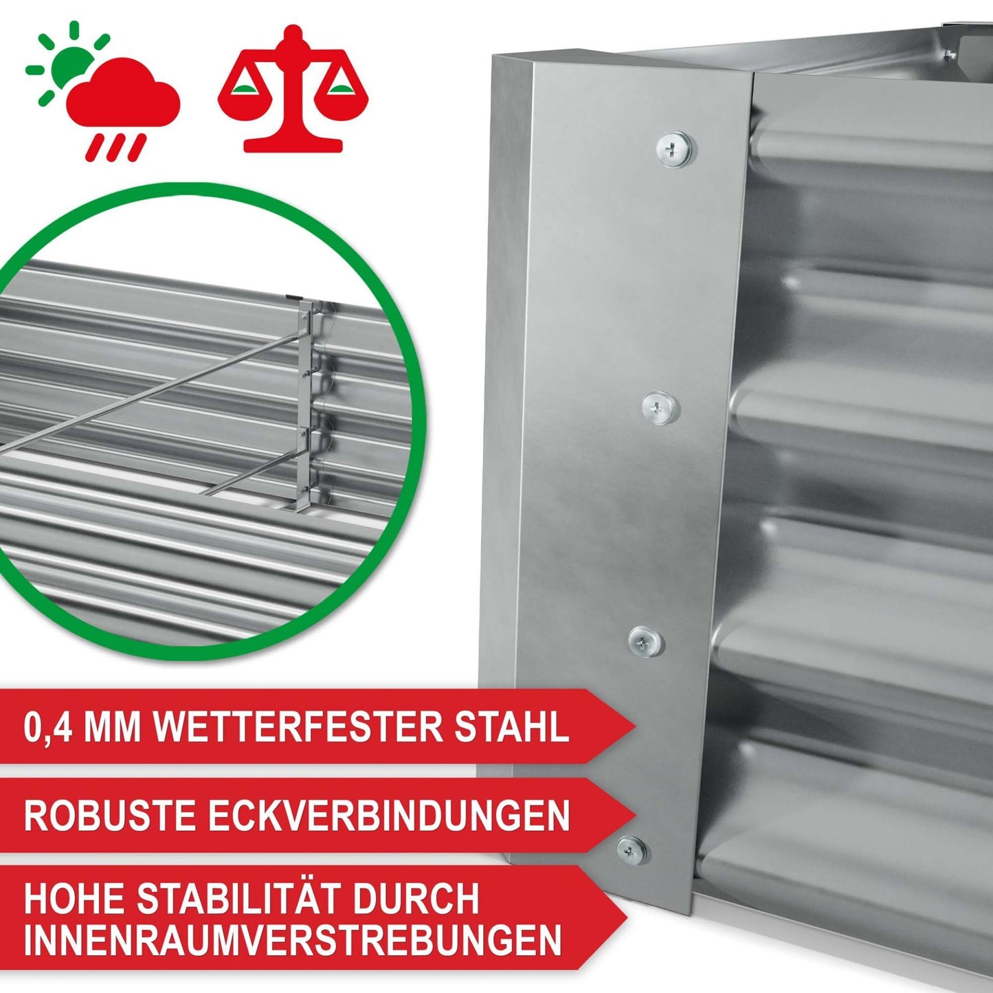 Hochbeet Stahl Silber S