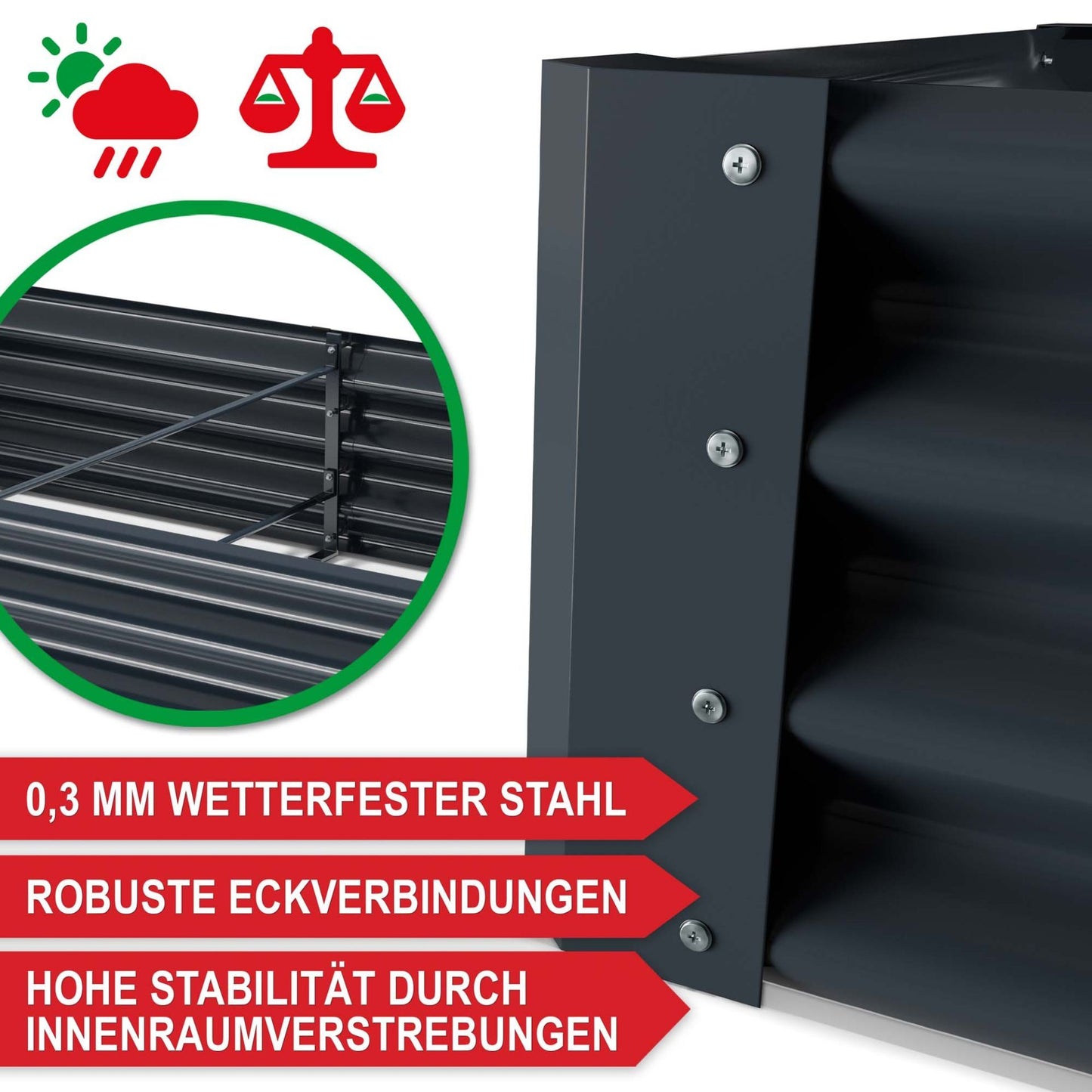Hochbeet Stahl Anthrazit M