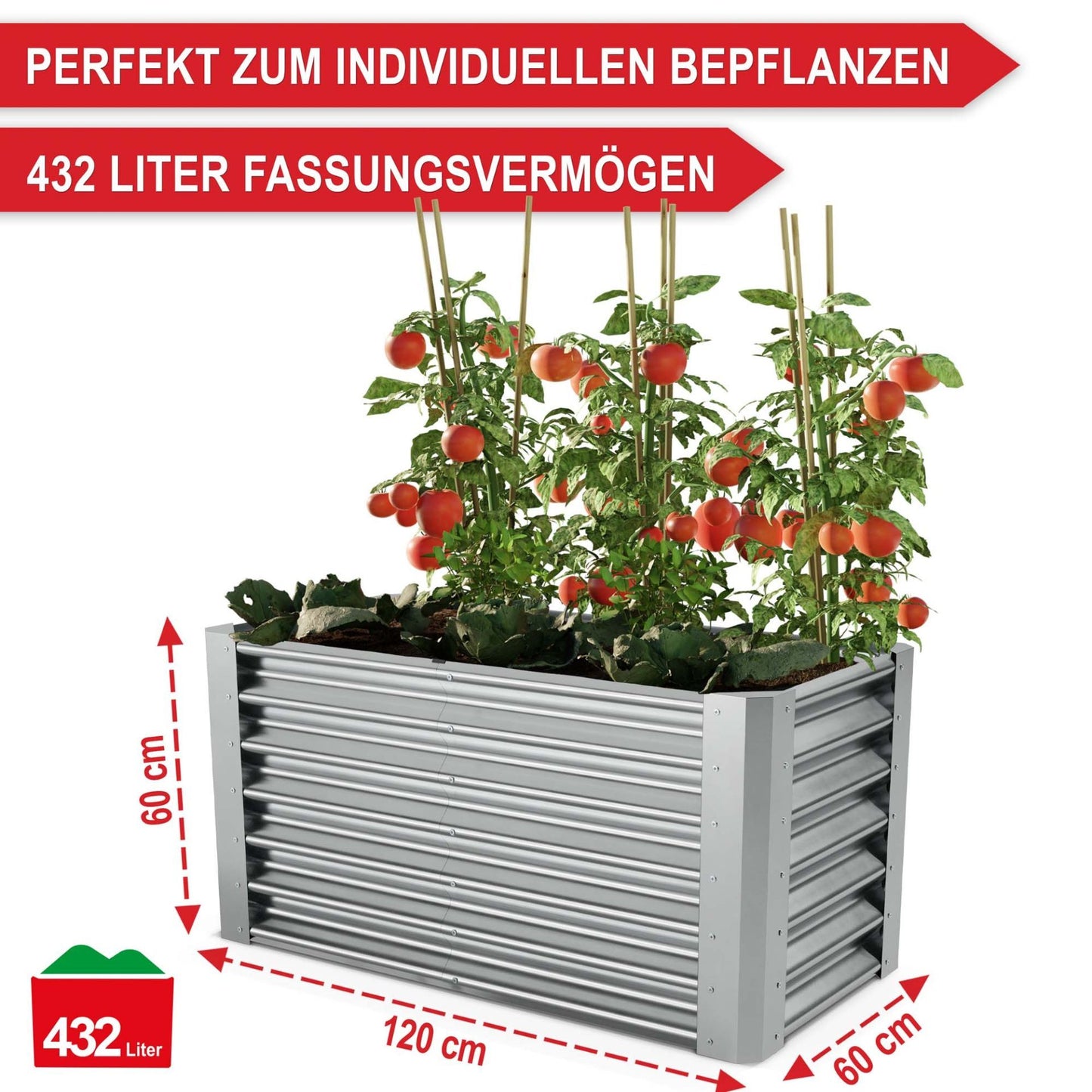 Hochbeet Stahl Silber L