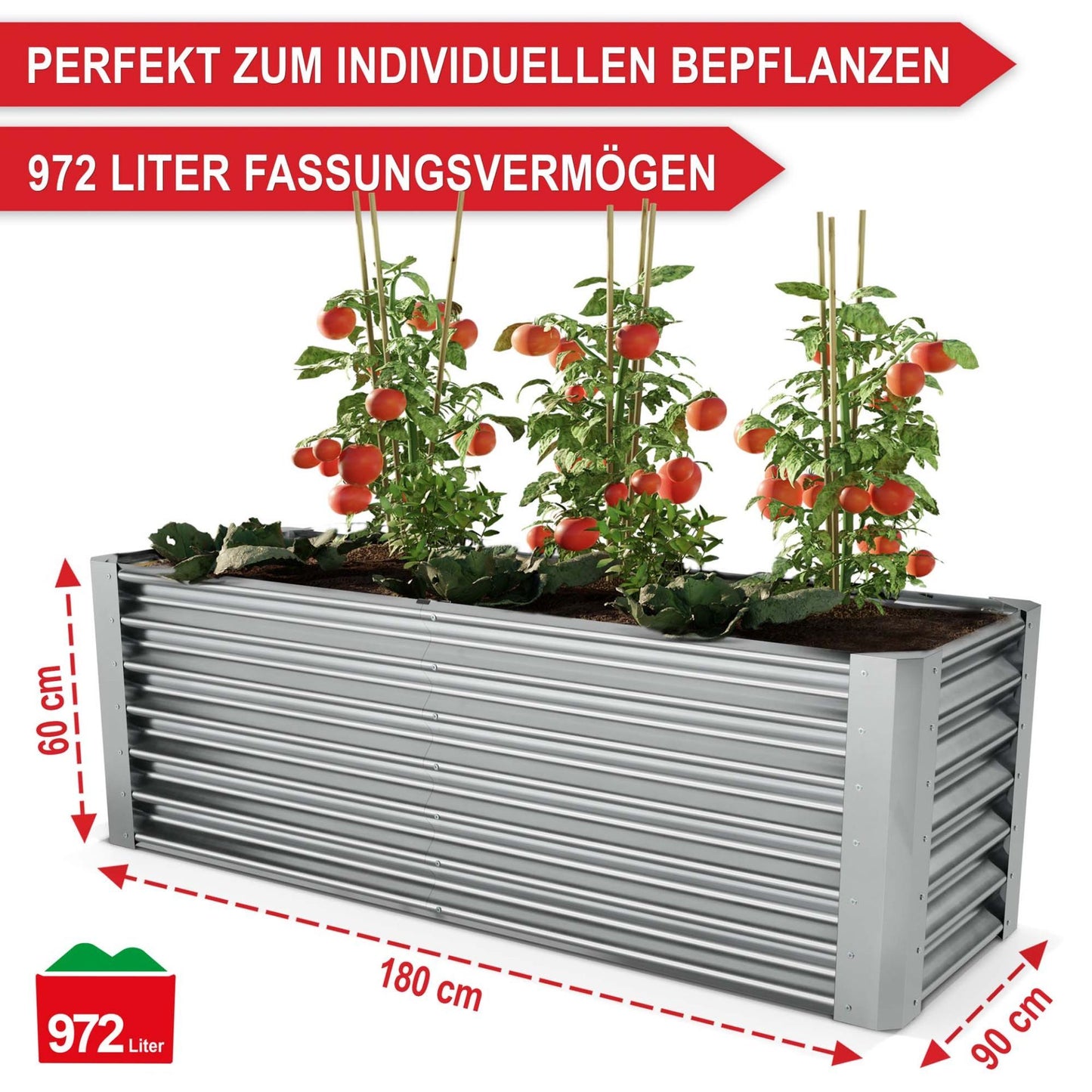 Hochbeet Stahl Silber XL