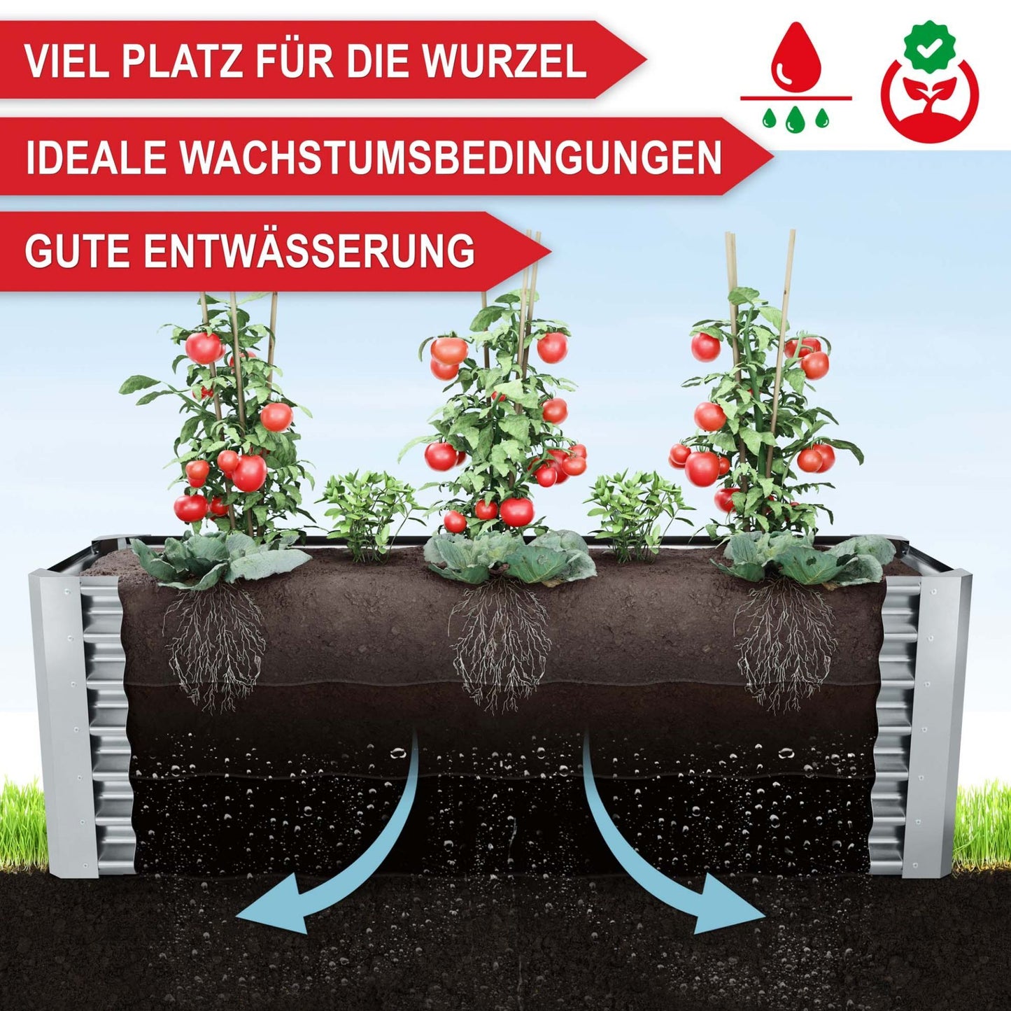 Hochbeet Stahl Silber XL