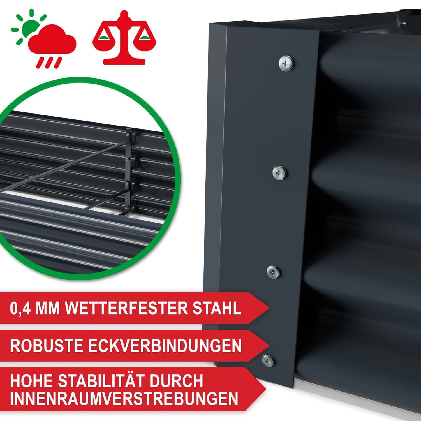 Hochbeet Stahl Anthrazit XL