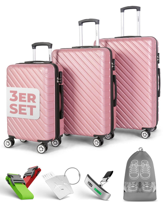 Kofferset 3-teilig Rose Gold Koffer Reisen 20" 24" 28"