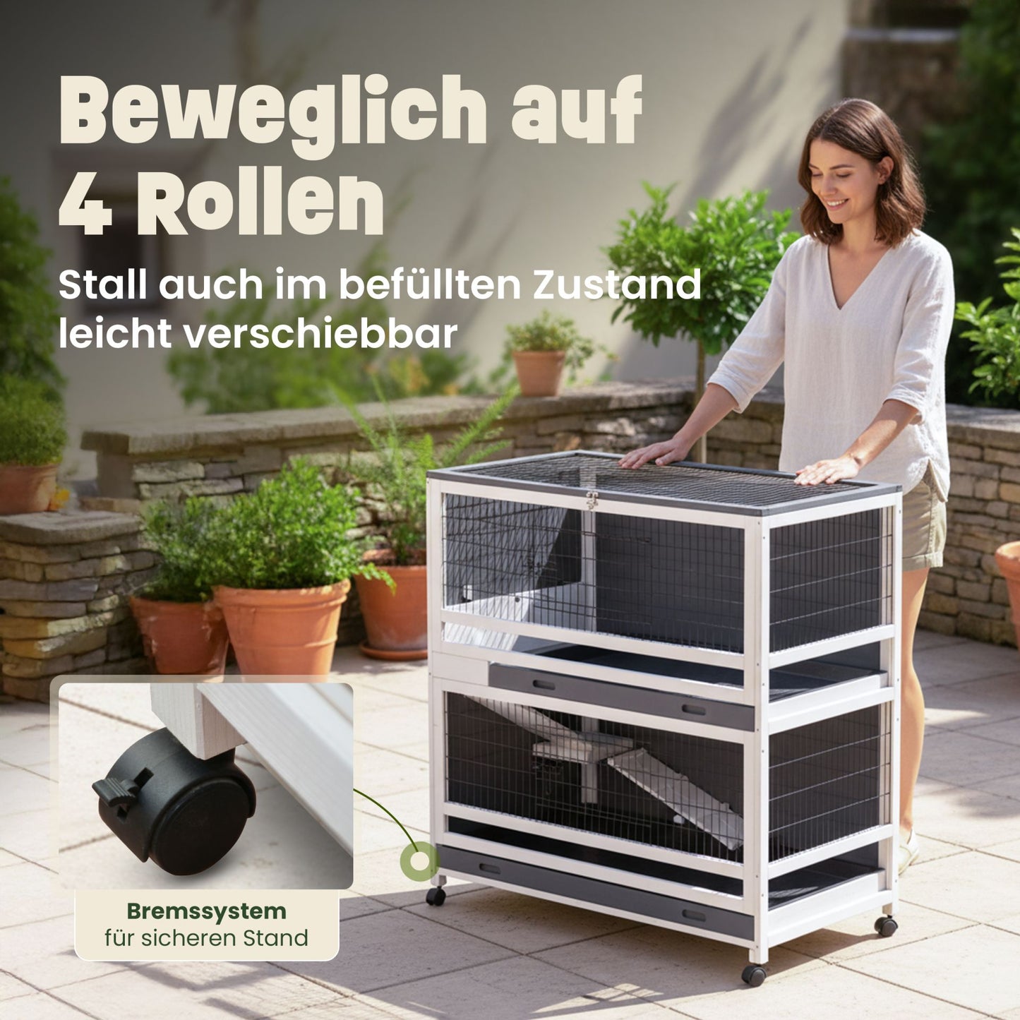 Hasenstall Kaninchenstall Meerschweinchenstall Grau Weiss