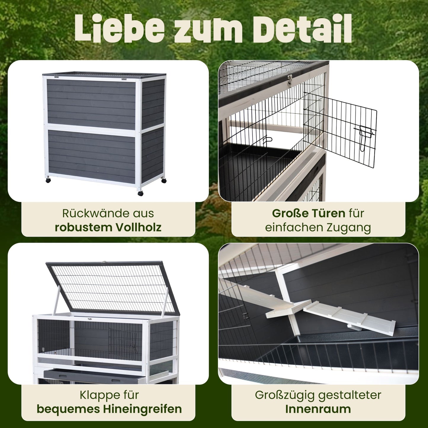 Hasenstall Kaninchenstall Meerschweinchenstall Grau Weiss