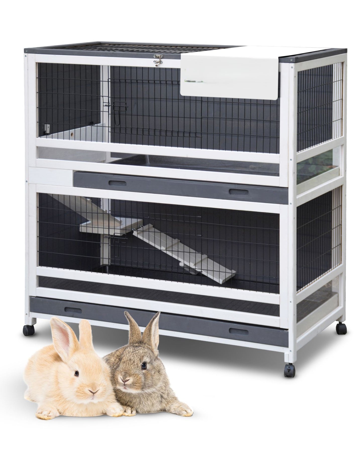 Hasenstall Kaninchenstall Meerschweinchenstall Grau Weiss
