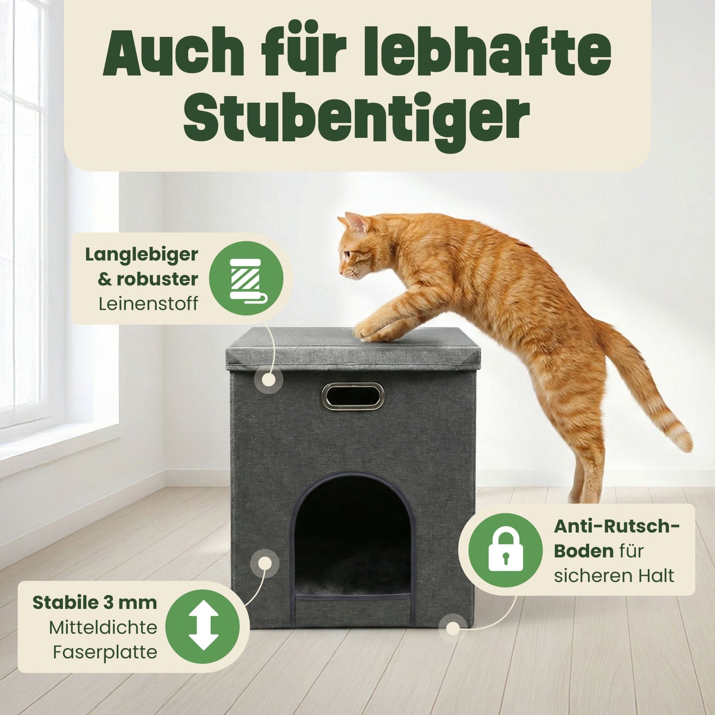 Katzenhütte Katzenhaus Katzenbox Katzenvilla Katzenhöhle  46607