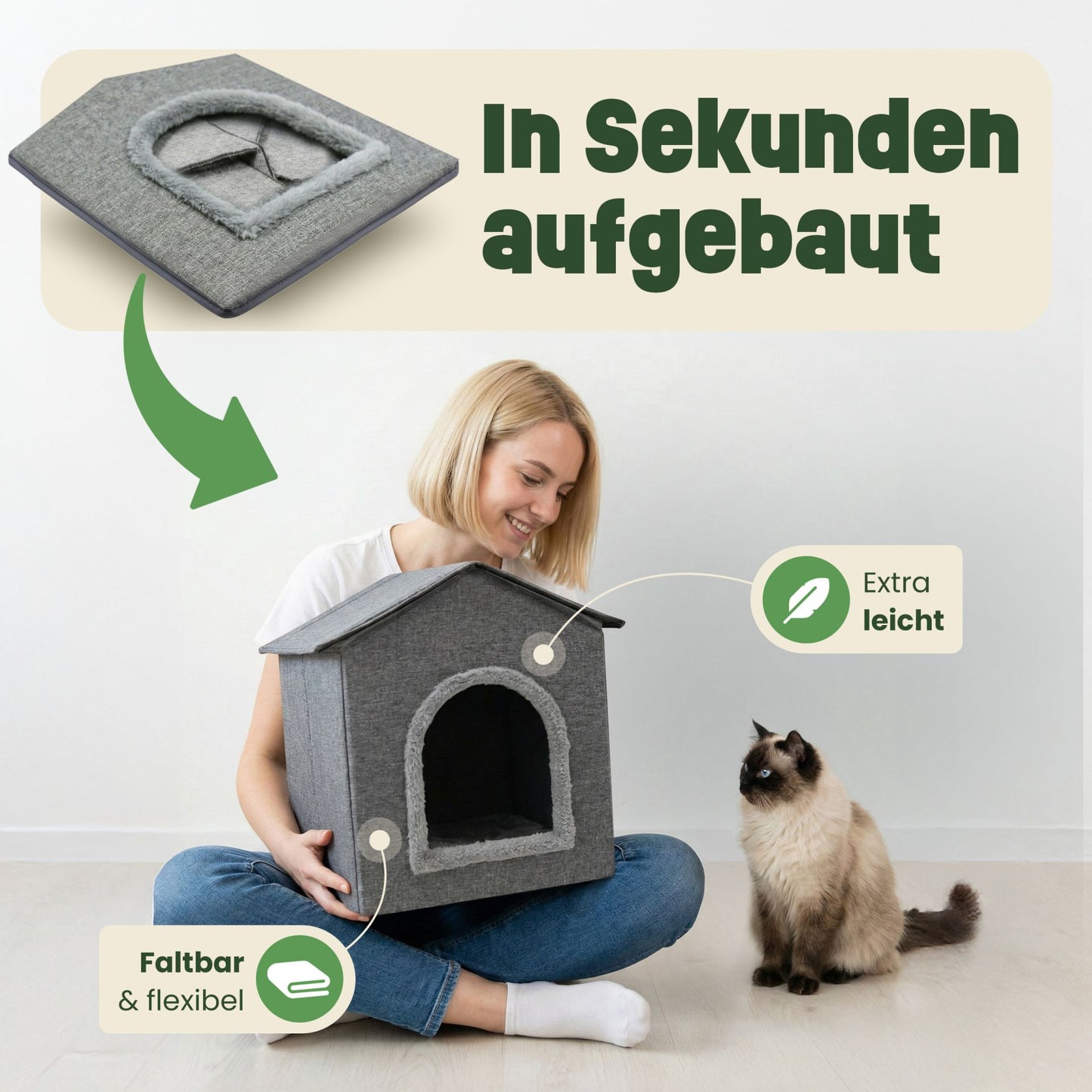 Katzenhütte Katzenhaus Katzenbox Katzenvilla Katzenhöhle  46609