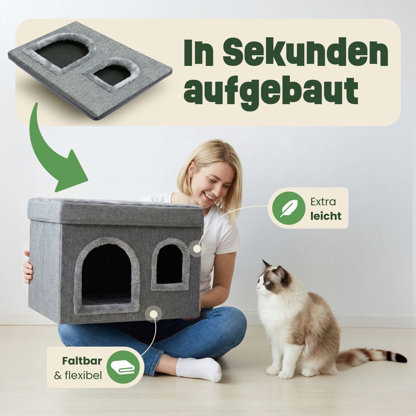 Katzenhütte Katzenhaus Katzenbox Katzenvilla Katzenhöhle  46613
