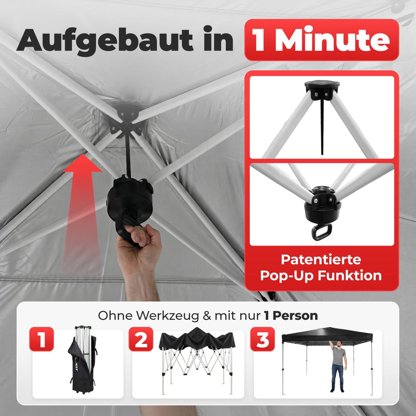 Pavillon Quickup Partyzelt Schwarz