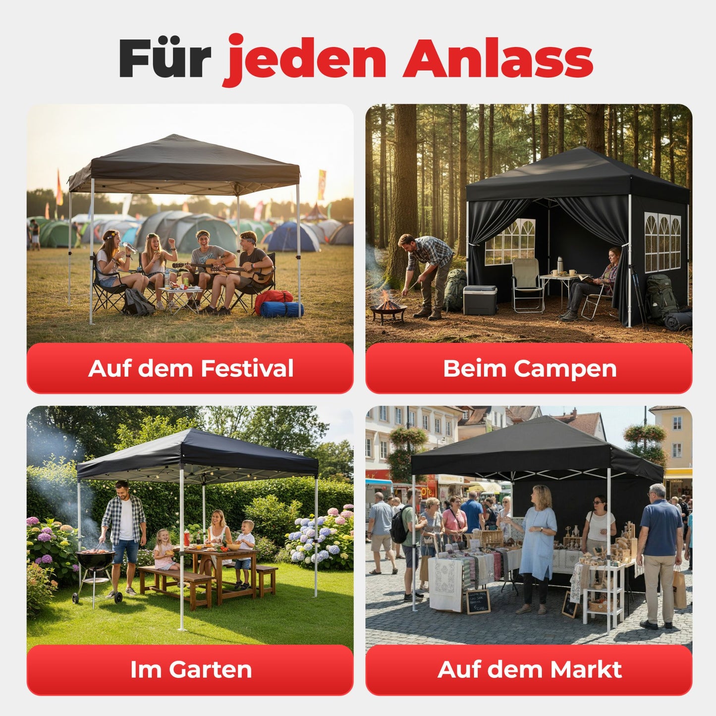 Pavillon Quickup Partyzelt Schwarz