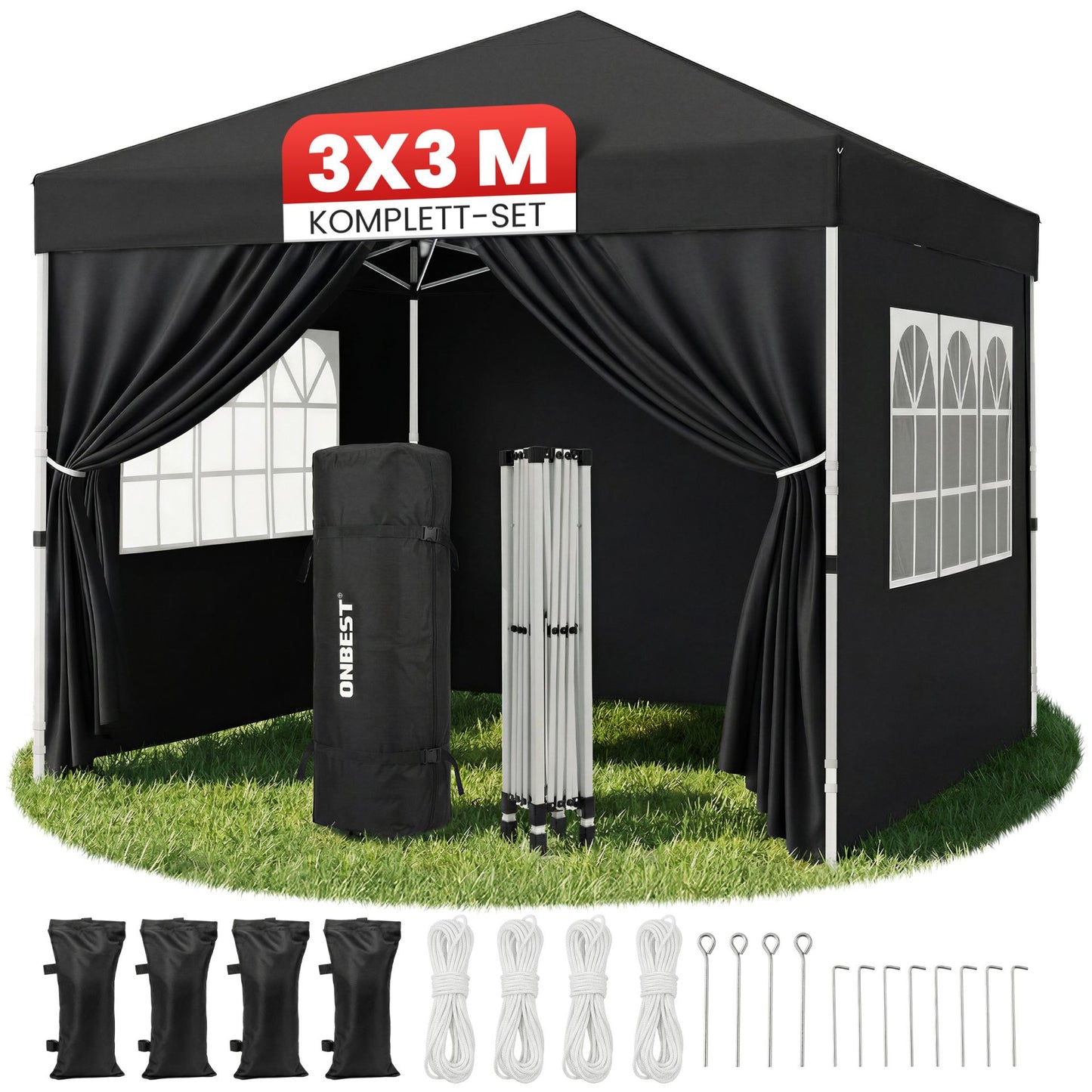 Pavillon Quickup Partyzelt Schwarz