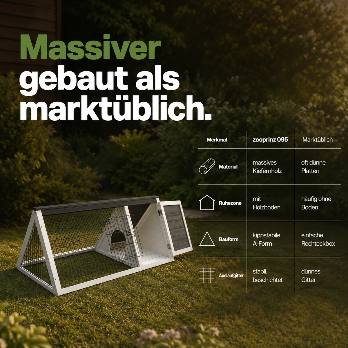 Kaninchenstall Hasenstall Meerschweinchenstall Grau Weiss