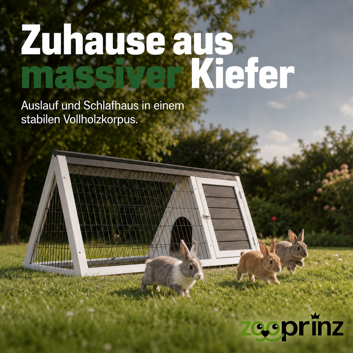 Kaninchenstall Hasenstall Meerschweinchenstall Grau Weiss