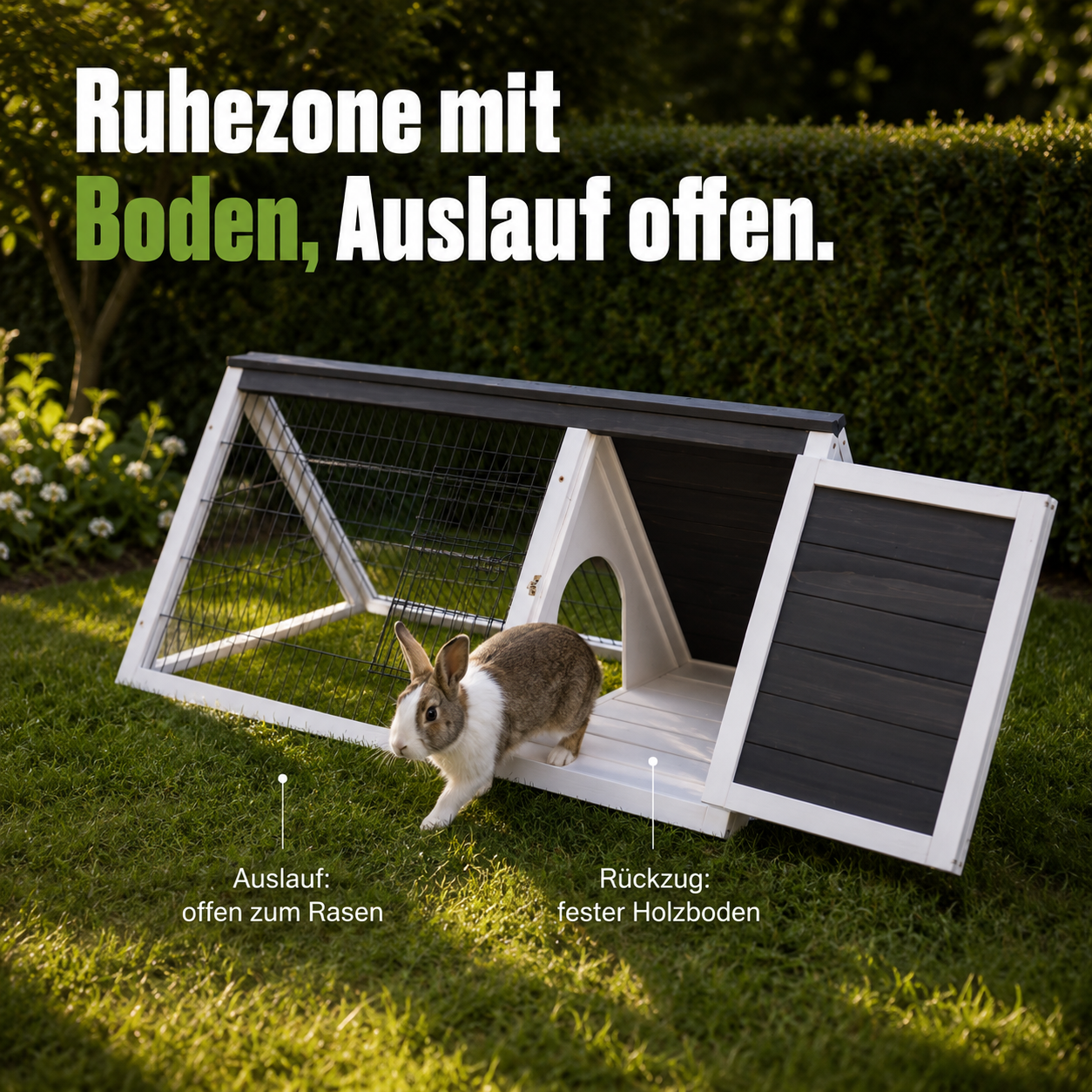 Kaninchenstall Hasenstall Meerschweinchenstall Grau Weiss