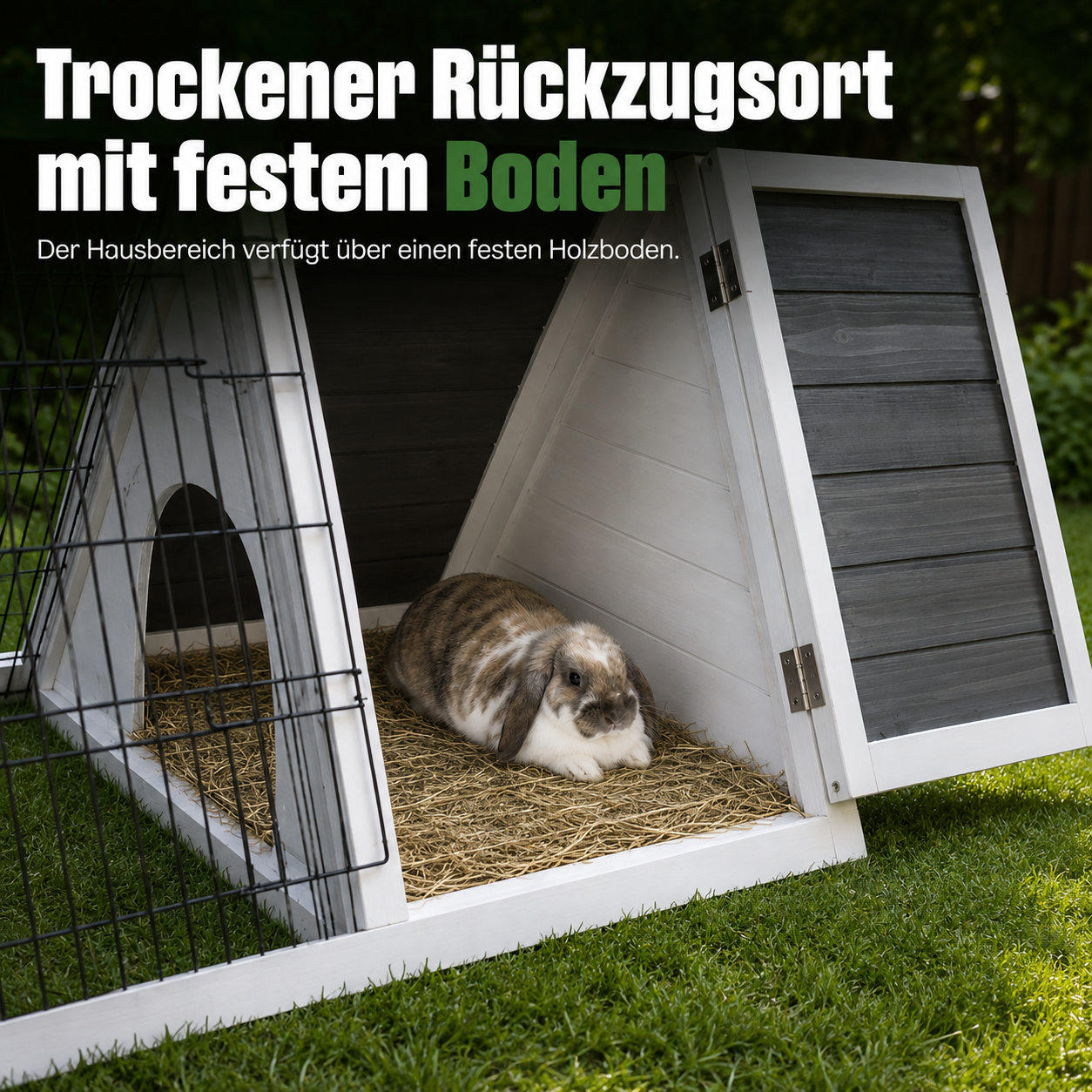 Kaninchenstall Hasenstall Meerschweinchenstall Grau Weiss
