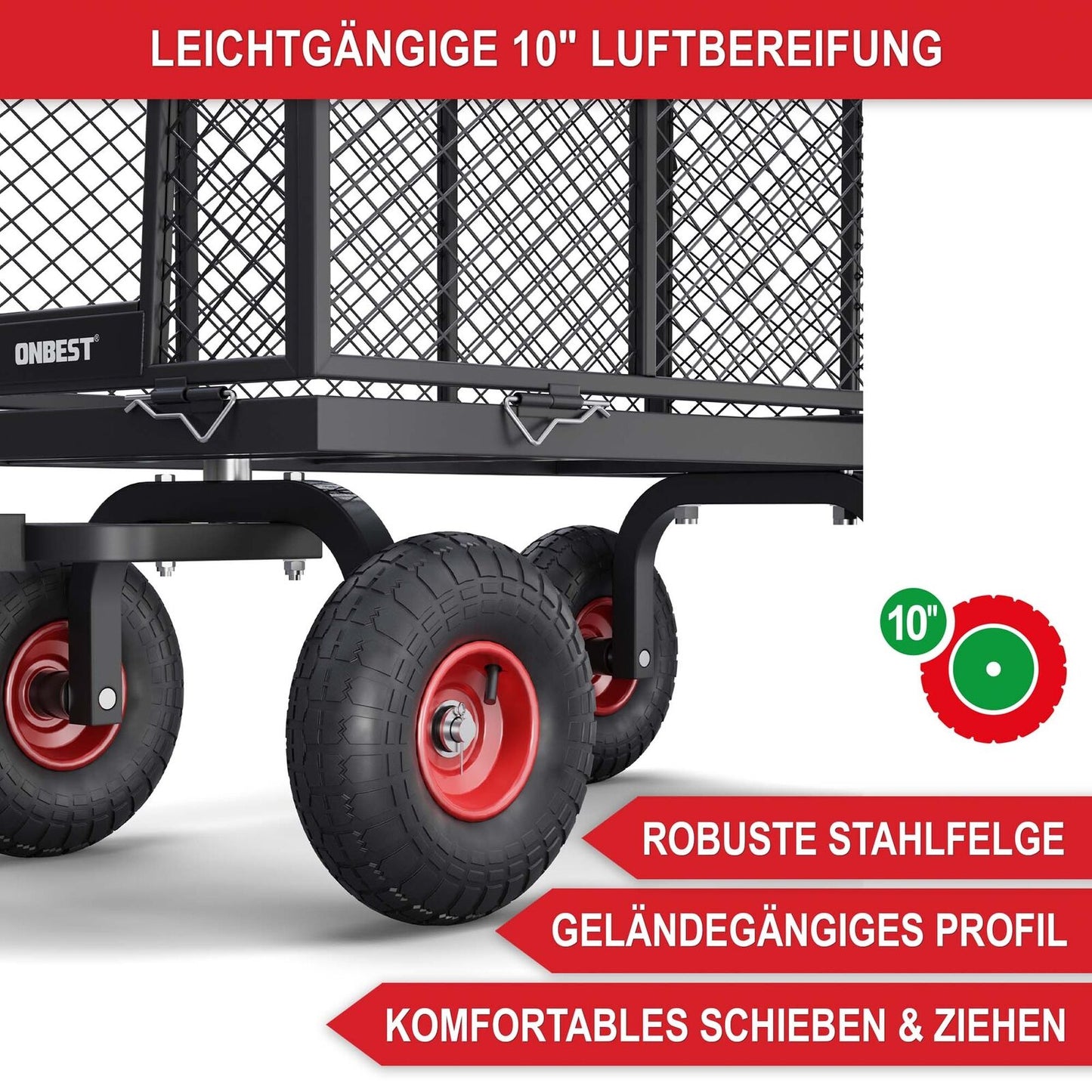 Gartenwagen Bollerwagen Gitter 550kg Transport Geräte Plattform Hand Wagen Karre