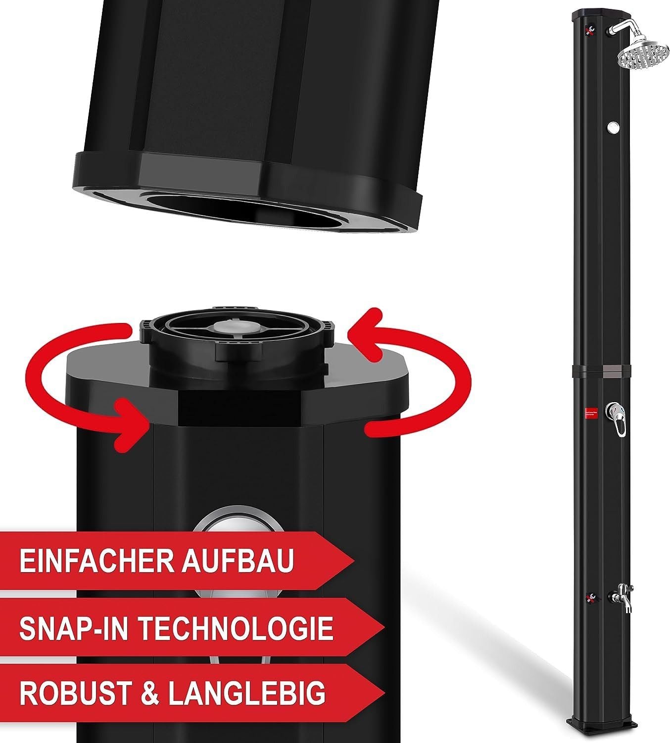 Solardusche Garten mit Regenschutz Schwarz Dusche Solar Outdoor 35 Liter