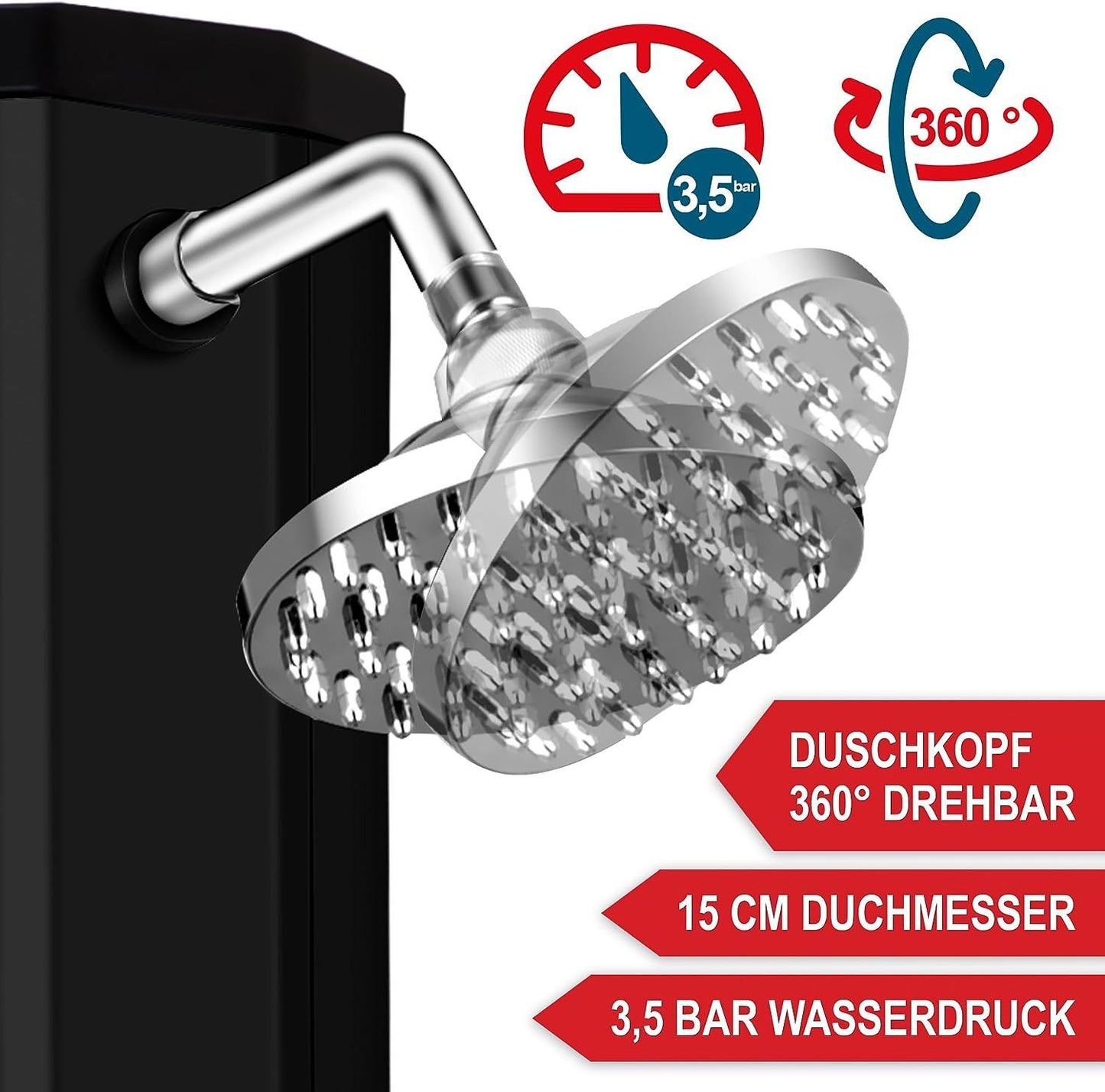 Solardusche Garten mit Regenschutz Schwarz Dusche Solar Outdoor 35 Liter