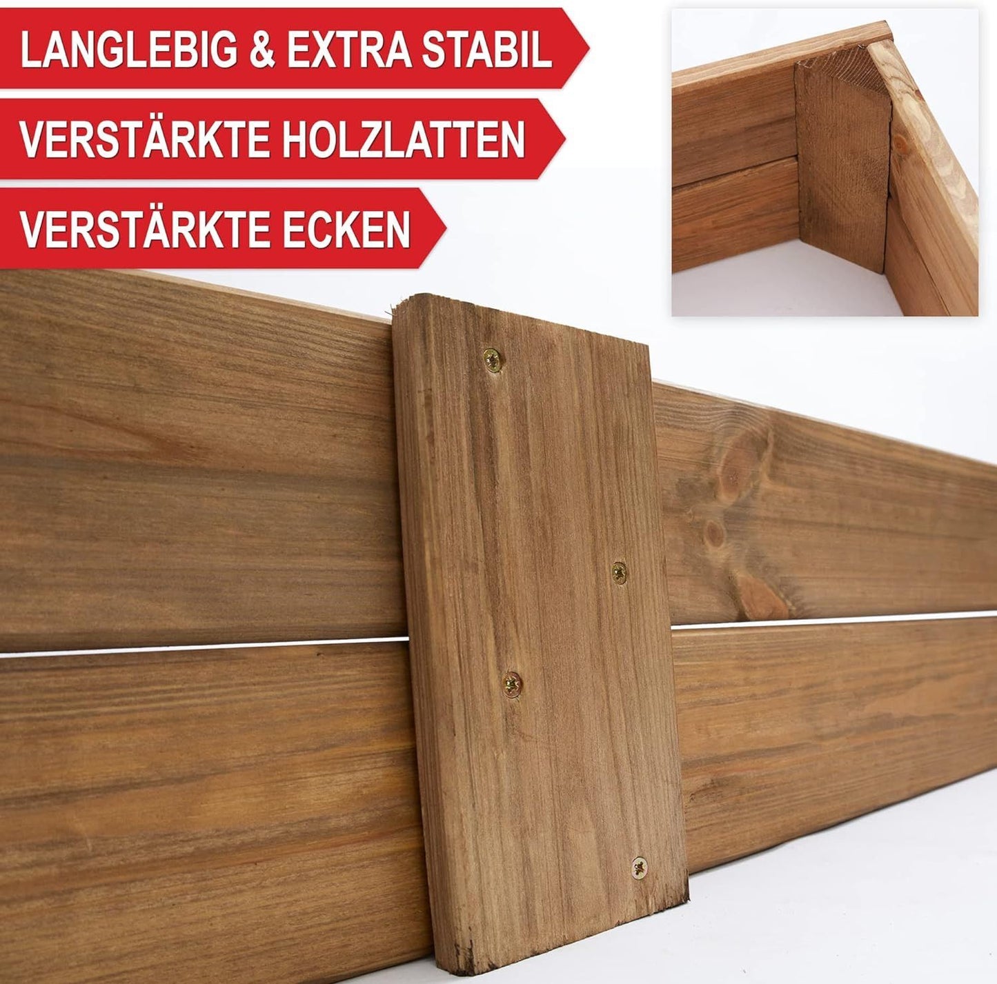 Pflanzbeet Hochbeet Holz mit Innenvlies Garten Hochbeet erweiterbar und stapelbar 3x Pflanzrahmen