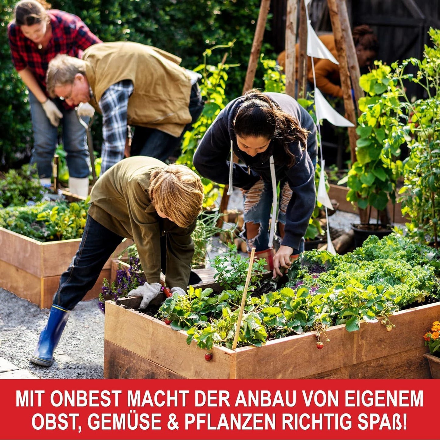 Pflanzbeet Hochbeet Holz mit Innenvlies Garten Hochbeet erweiterbar und stapelbar 3x Pflanzrahmen