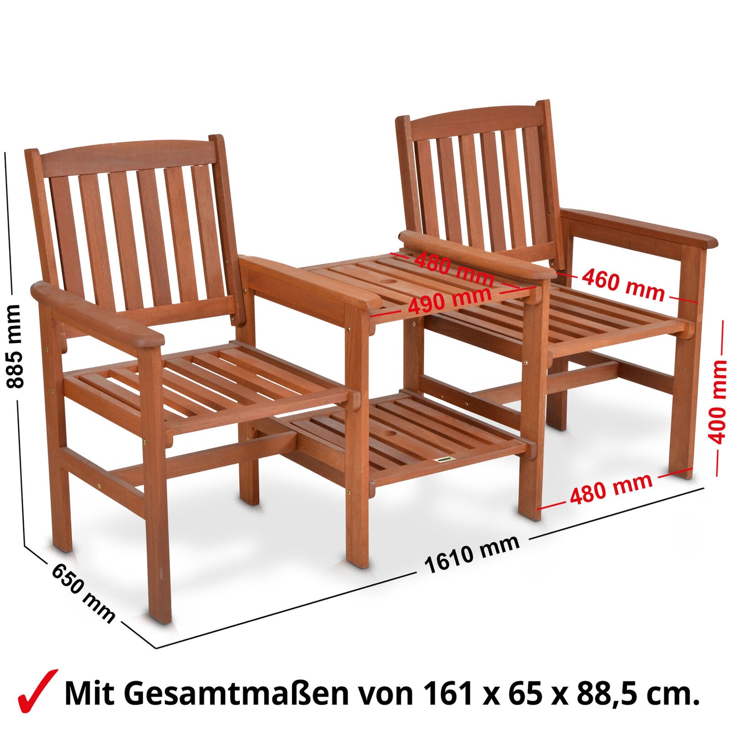 Teebench Gartenbank 2sitzer Meranti Outdoor