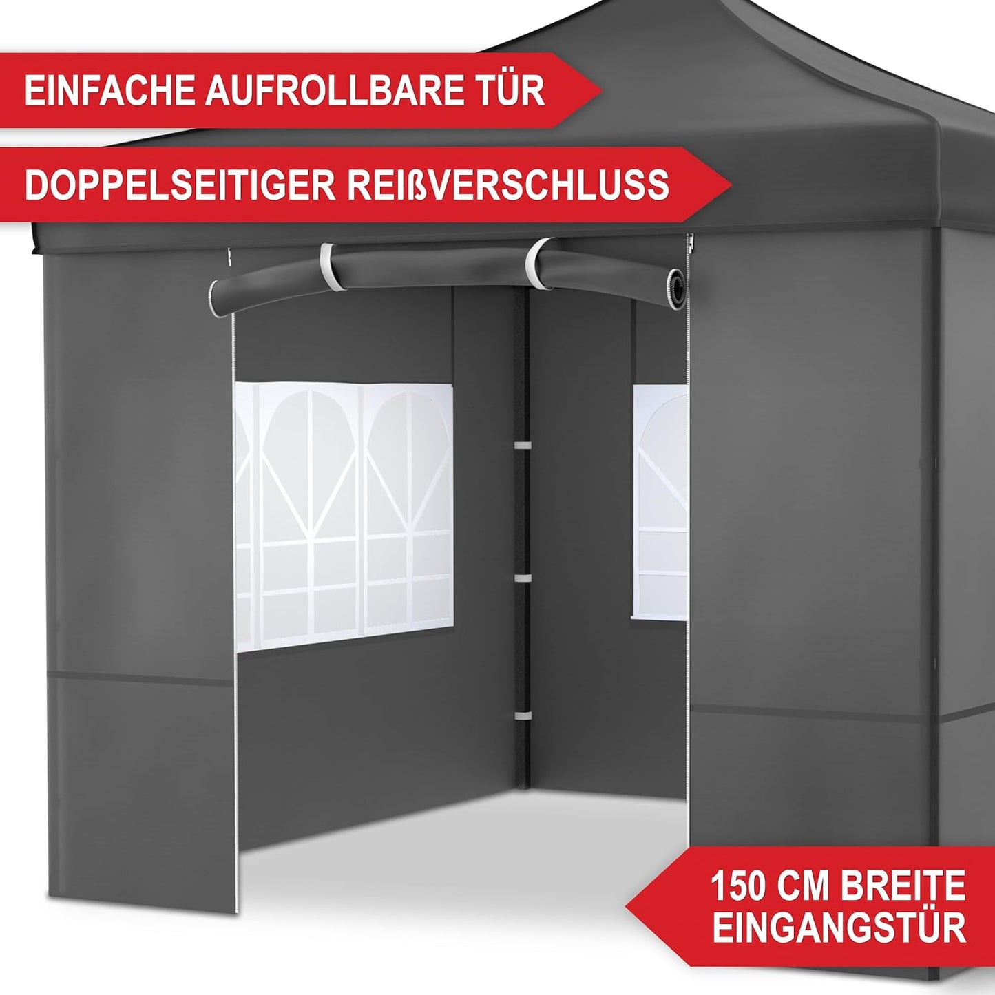 Partyzelt Pavillon Grau Garten 3 x 3 Meter