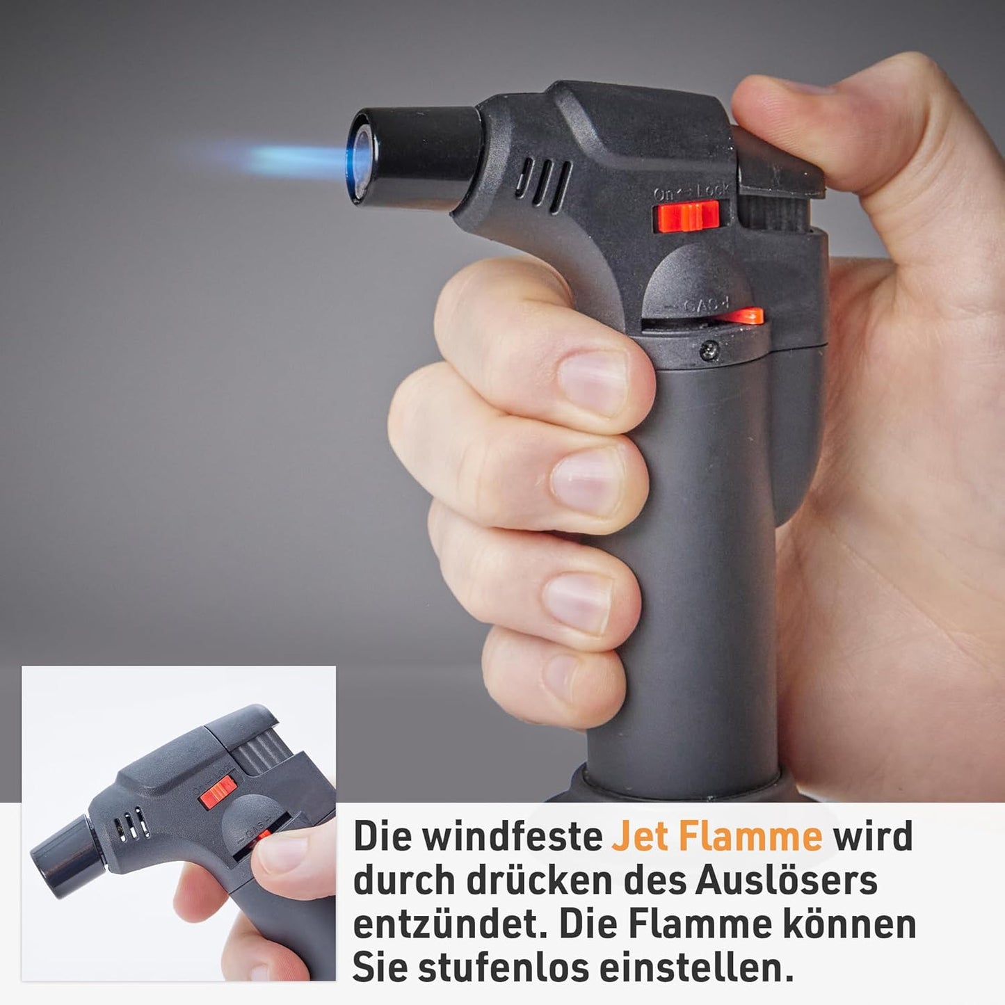 Sturmfeuerzeug Tokyo  Schwarz  + 100 ml Nachfüllgas