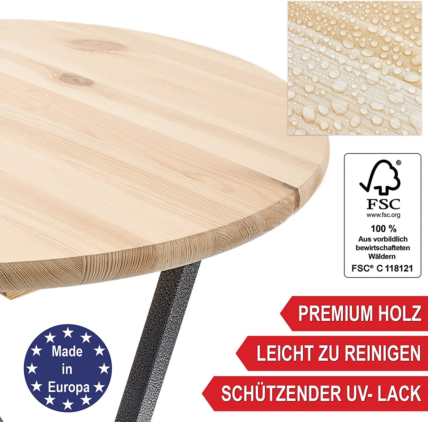 Stehtisch Gartentisch Klapptisch Bistrotisch Massive Tischplatte aus FSC Holz
