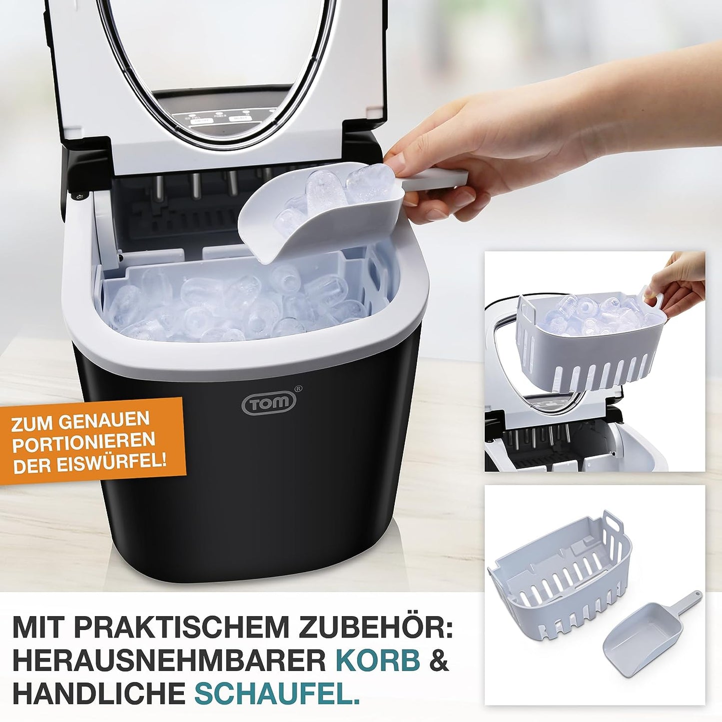 BITTE LESEN !!! Retourenware ! Eiswürfelmaschine Eiswürfelbereiter Eiswürfel Eiswürfelmacher mit 1,3 l Schwarz