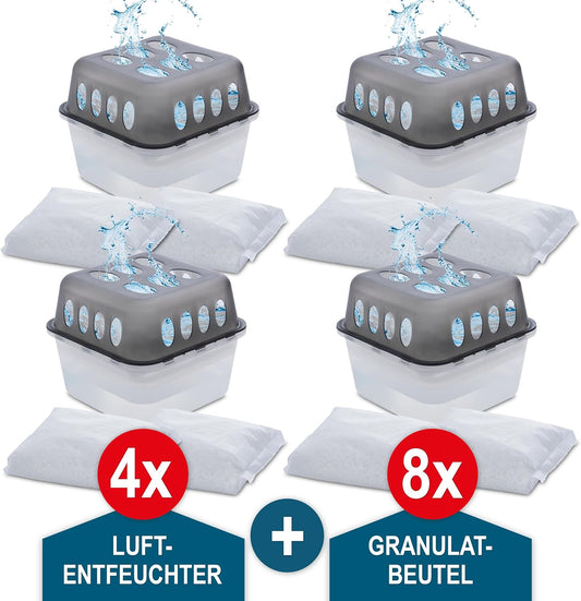 Luftentfeuchter Set-4x Entfeuchter mit 8x 400g Feuchtigkeit Schimmel Raumentfeuchter