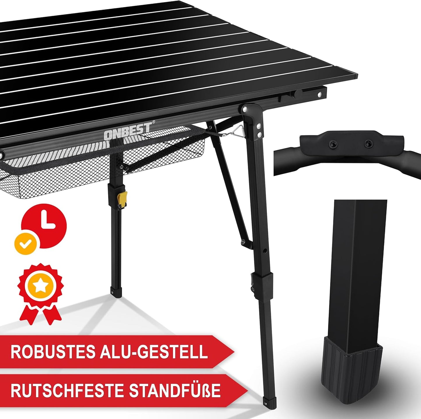 Camping Klapptisch Angeltisch Alugestell Gartentisch Schwarz