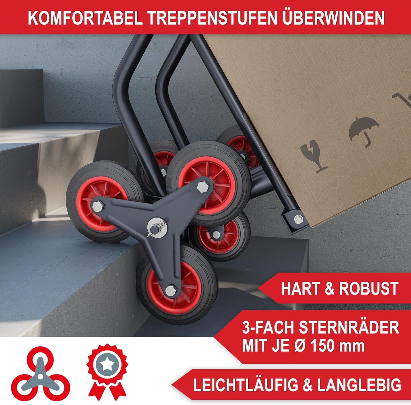 BITTE LESEN !!! Retourenware !Treppensackkarre Sackkarre klappbar 200kg Tragkraft XL Schaufel 3-Fach Hartgummi