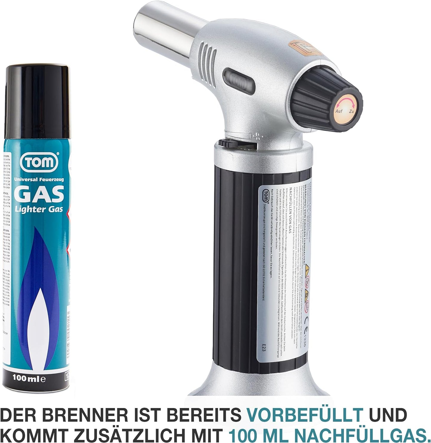 Creme Brulee Brenner inkl. 1 x 100 ml Gas Kartusche Bunsenbrenner Küchenbrenner Küche