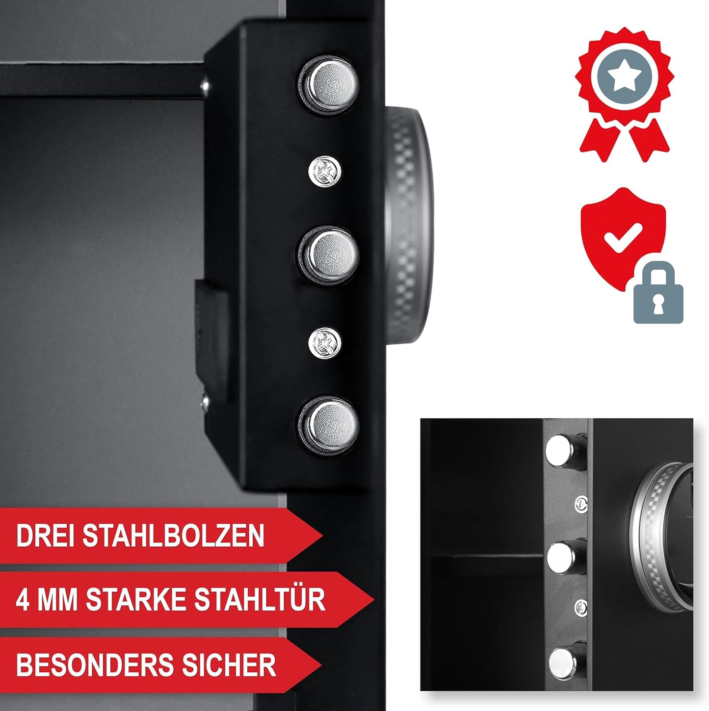 XL Geldschrank Möbeltresor Tresor Fingerabdruck/Zahlencode / Schlüssel