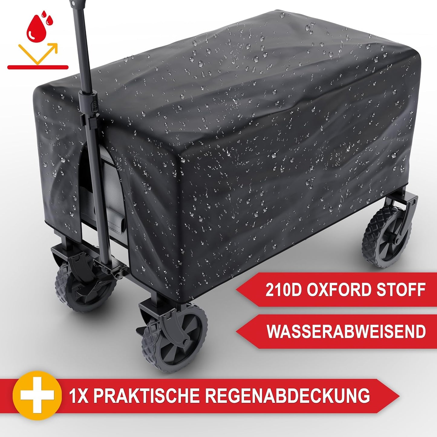 BITTE LESEN !!! Retourenware ! Bollerwagen Strandbollerwagen Faltbollerwagen Regenschutz 61 Liter klappbarer Grau