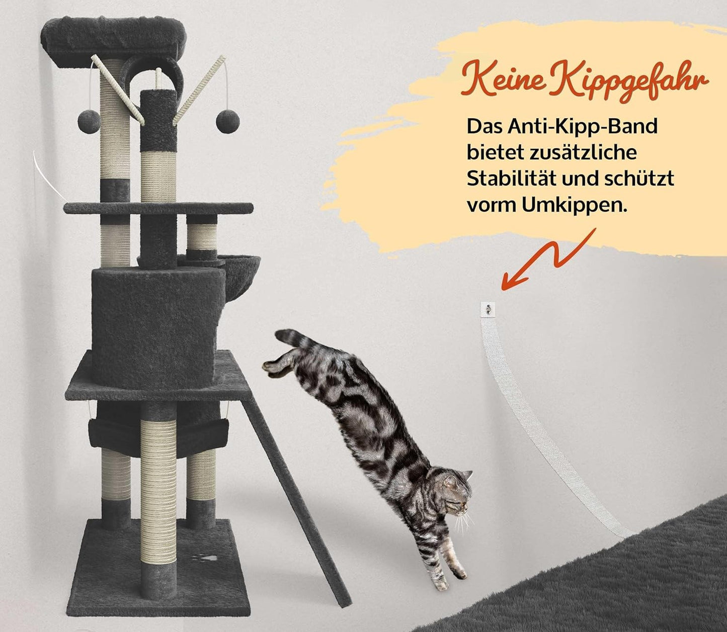 Katzenbaum Kletterbaum Katzenkratzbaum Katzen Emma Dunkel Grau