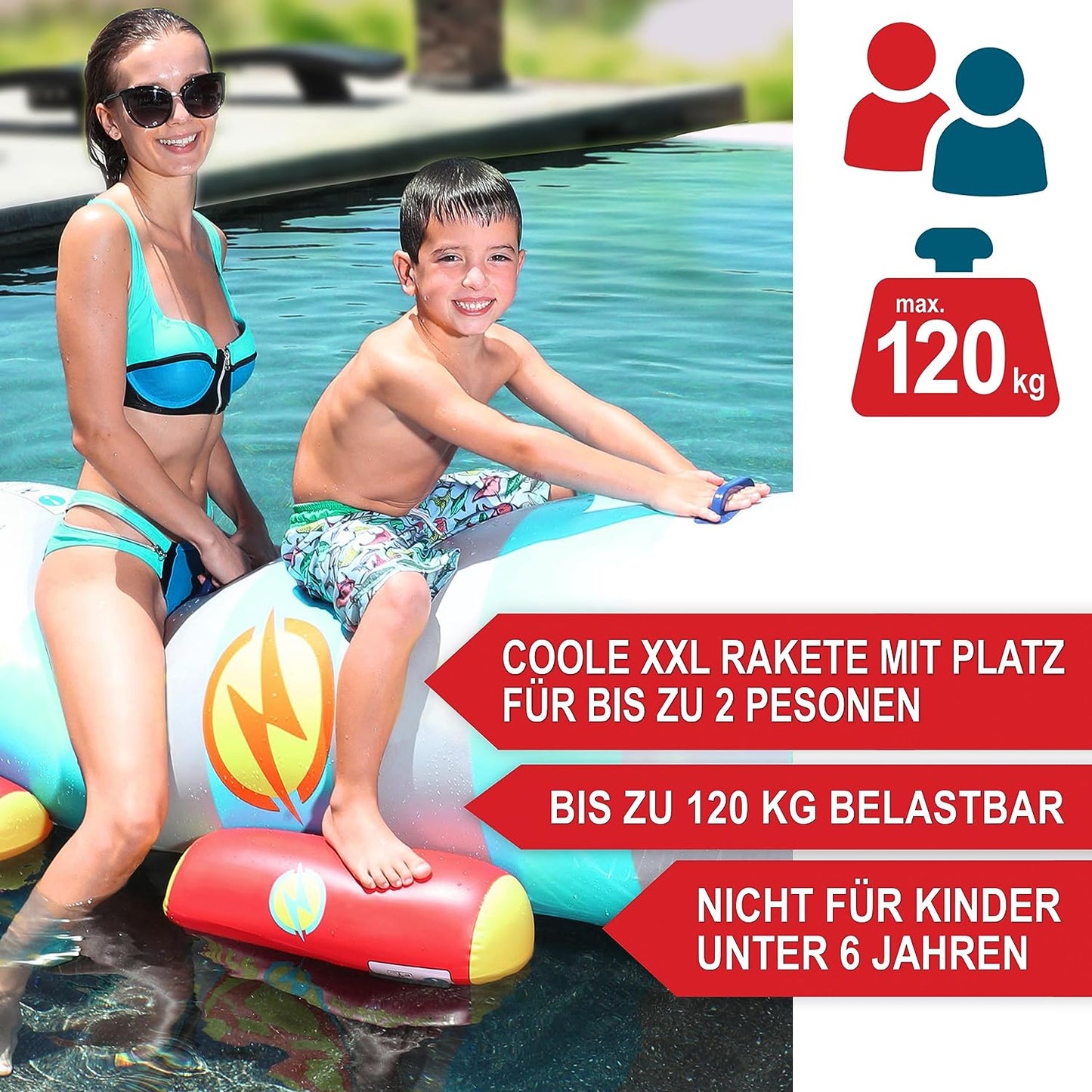 Badetier Rakete Pool Spielzeug Schwimmtier Aufblasbar Badetier