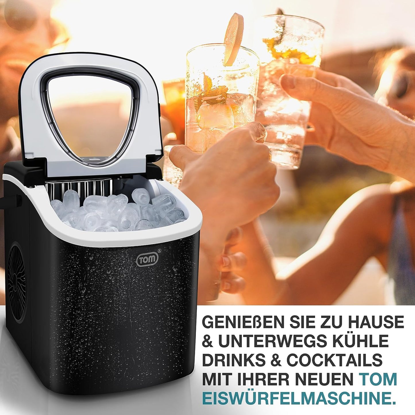 BITTE LESEN !!! Retourenware ! Eiswürfelmaschine Eiswürfelbereiter Eiswürfel Eiswürfelmacher mit 1,3 l Schwarz