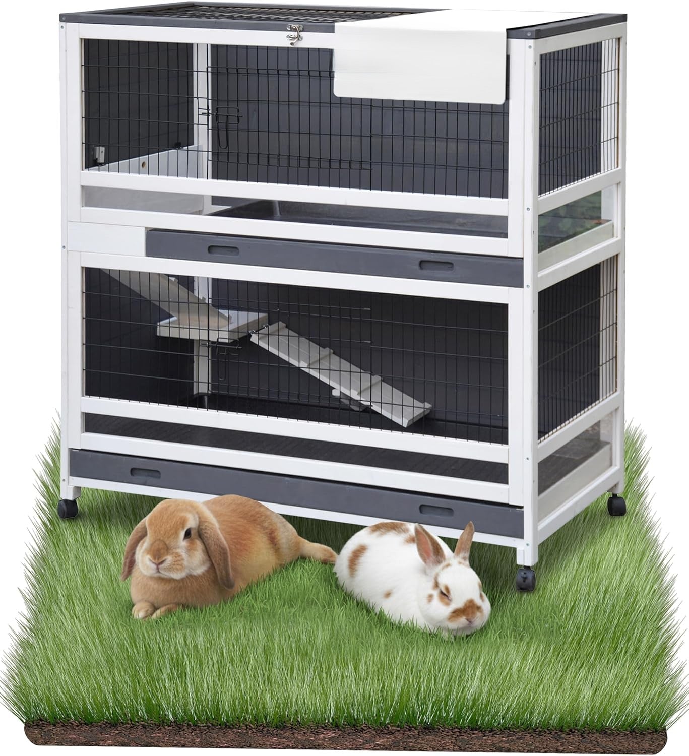 Hasenstall Kaninchenstall Meerschweinchenstall Grau Weiss