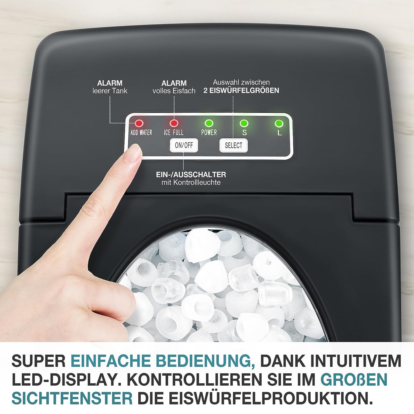 BITTE LESEN !!! Retourenware ! Eiswürfelmaschine Eiswürfelbereiter Eiswürfel Eiswürfelmacher mit 1,3 l Schwarz