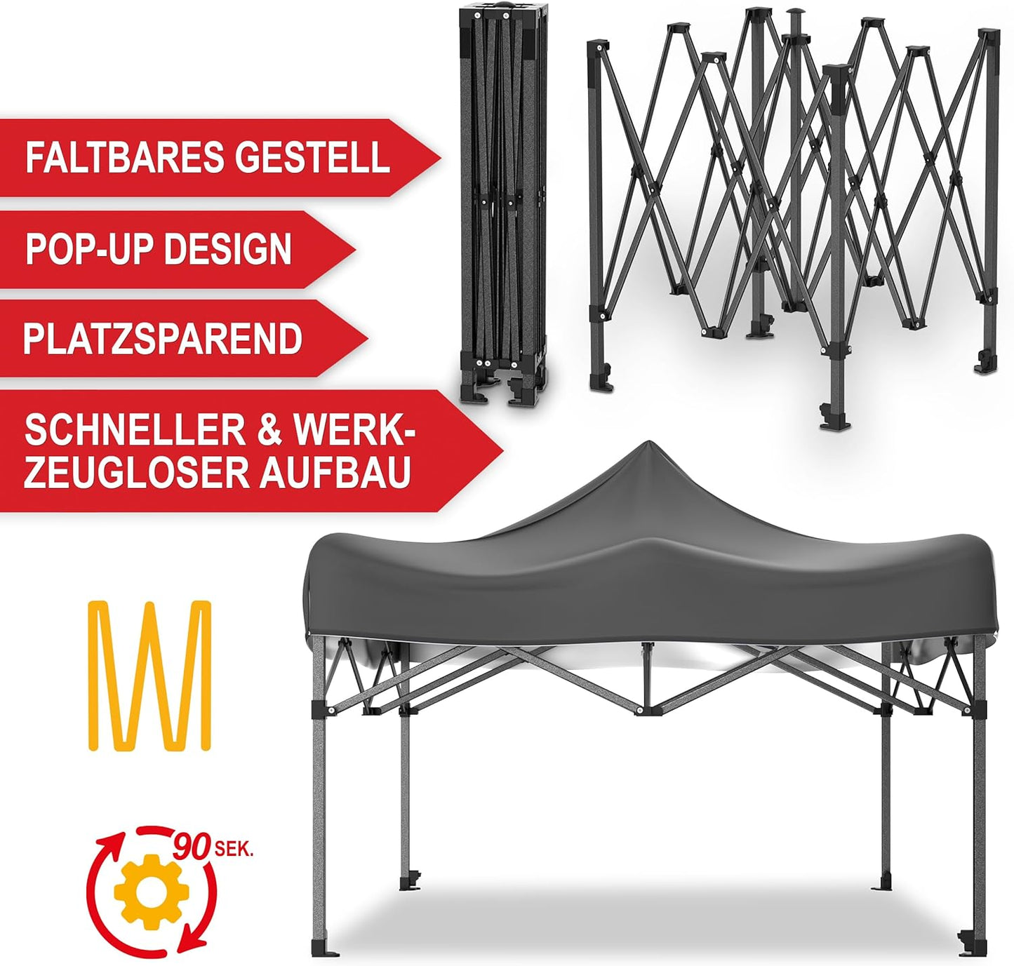 Partyzelt Pavillon Grau Garten 3 x 3 Meter