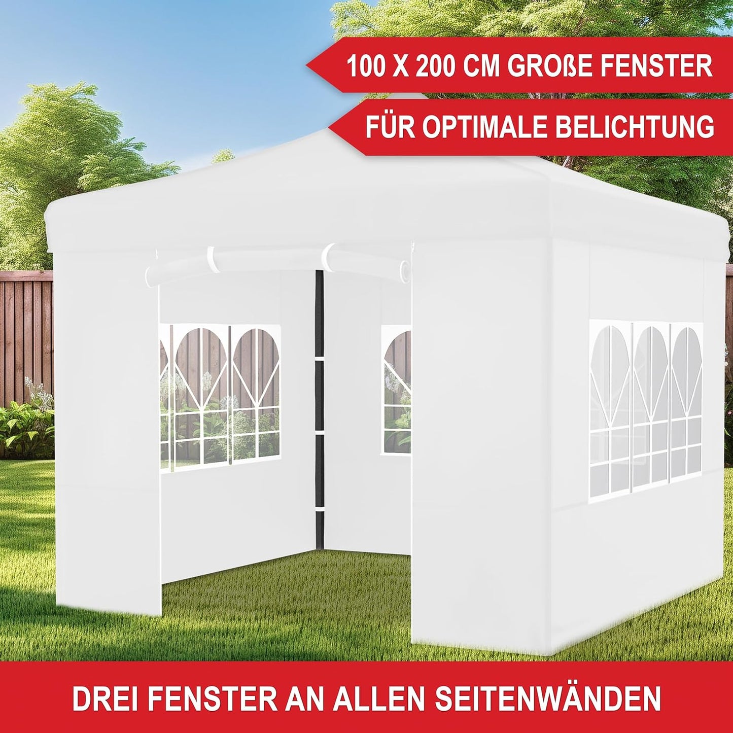 Pavillon Partyzelt Weiss Garten 3 x 3 Meter