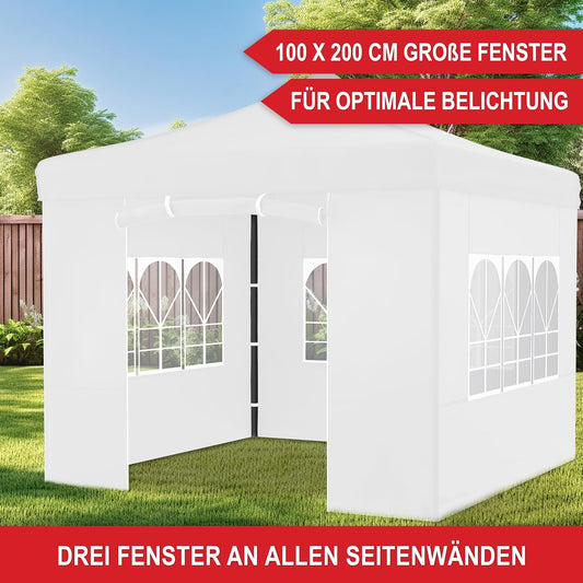 Pavillon Partyzelt Weiss Garten 3 x 3 Meter