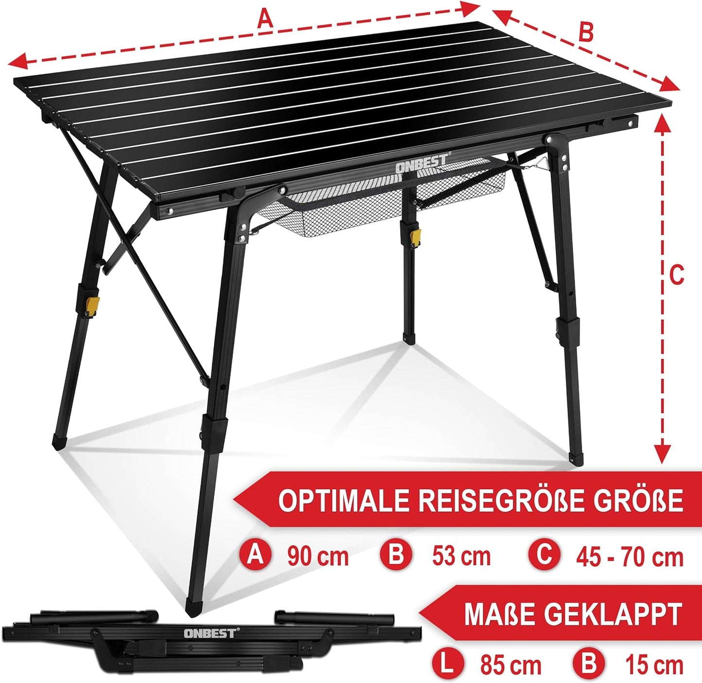 BITTE LESEN !!! Retourenware ! Camping Klapptisch Angeltisch Alugestell Gartentisch 2 Personen Schwarz