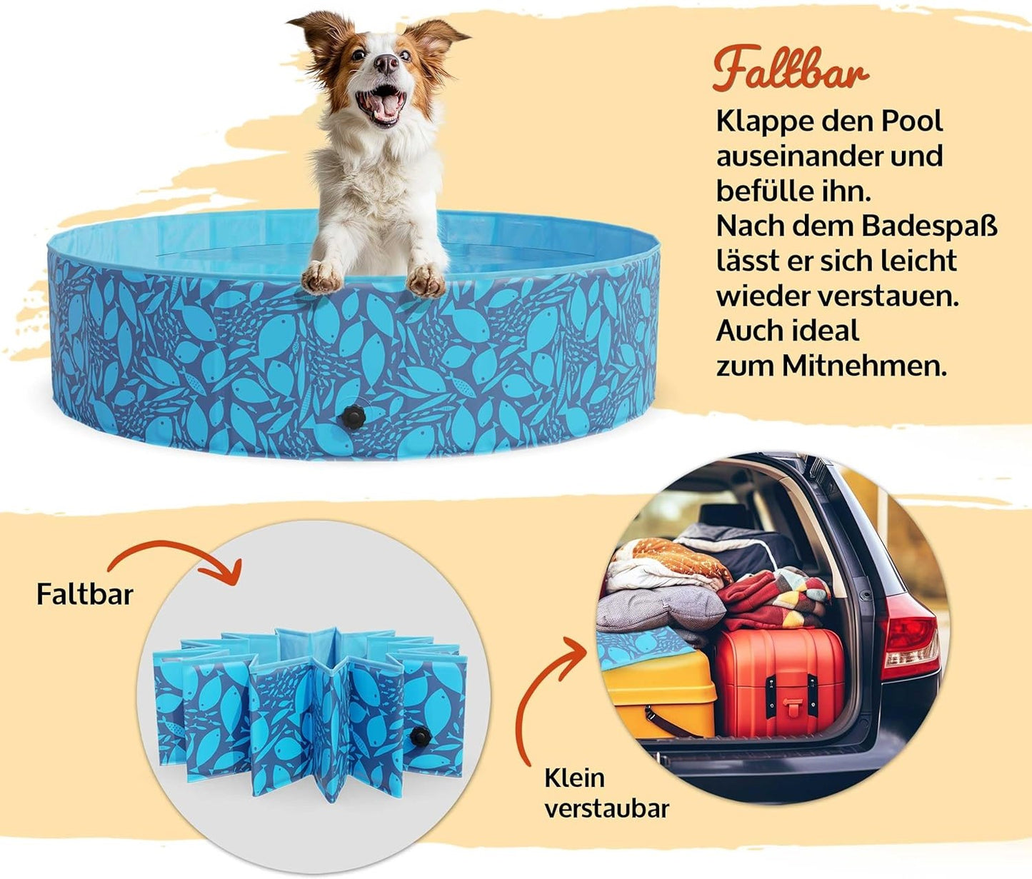 !! Bitte Lesen !! Retourenware ! Hundepool Faltbarer Pool Planschbecken Hund Schwimmbad 120x30 cm